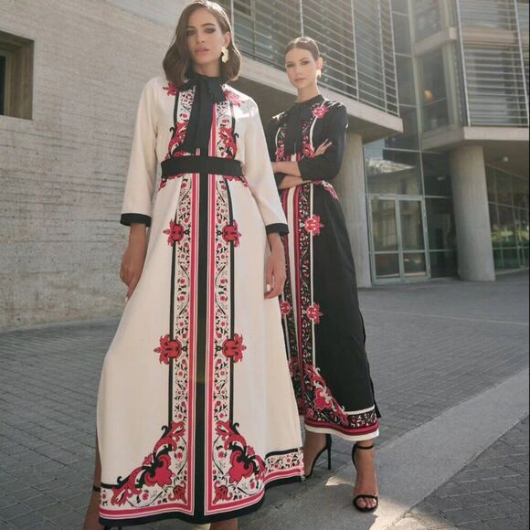 NEW Alice Temperley Red Russian Floral Rose Holiday Silk Maxi Long Skirt 6 M - Picture 2 of 15